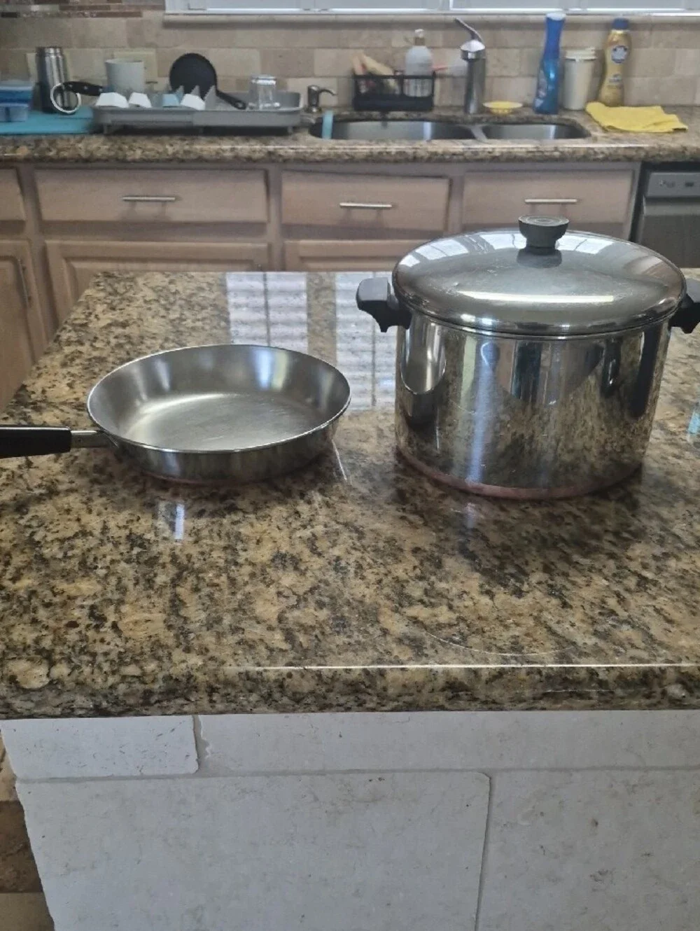 Set Of Sauce Copper Bottom Revere Ware Sauxe Pot And Frying Pan With Lid